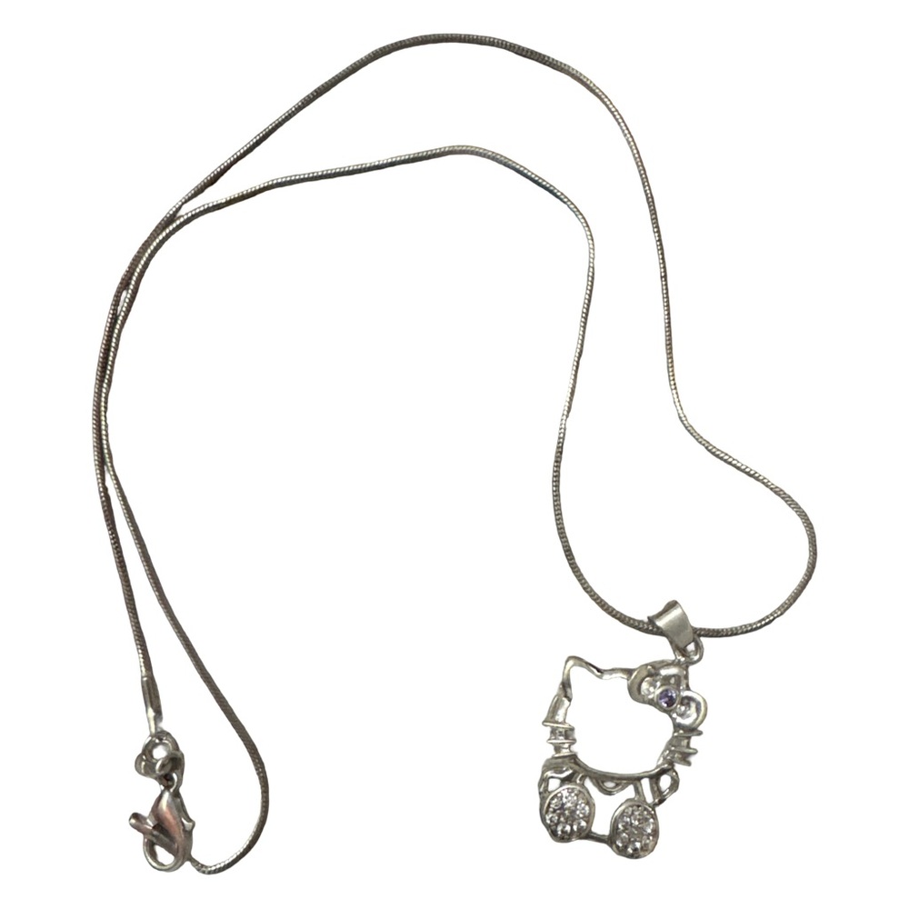 Silver Hello Kitty Cat Pendant Necklace